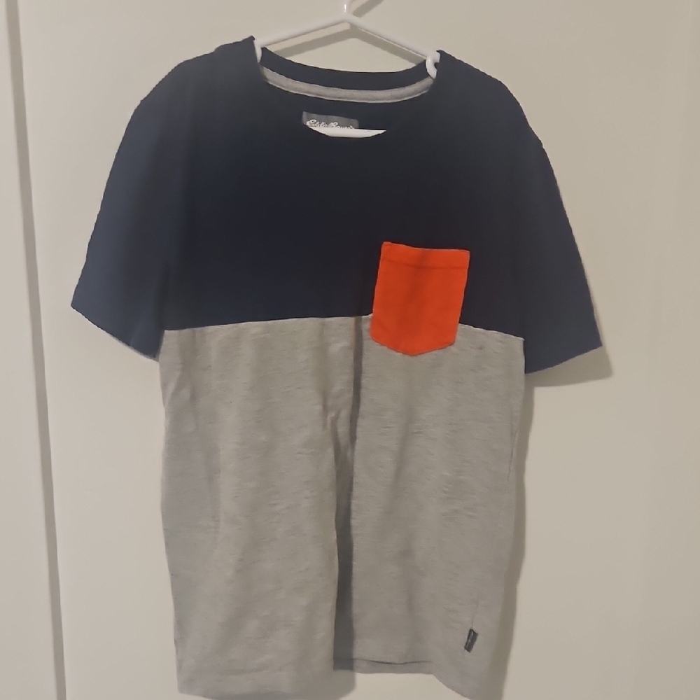 Eddie Bauer Blue and Gray Short Sleeve Tee